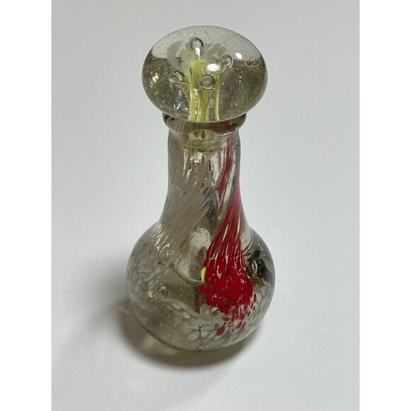 Vintage 80s 90s Art Glass Black Red White Swirl Decanter Decorative Glass Bottle - Picture 2 of 5